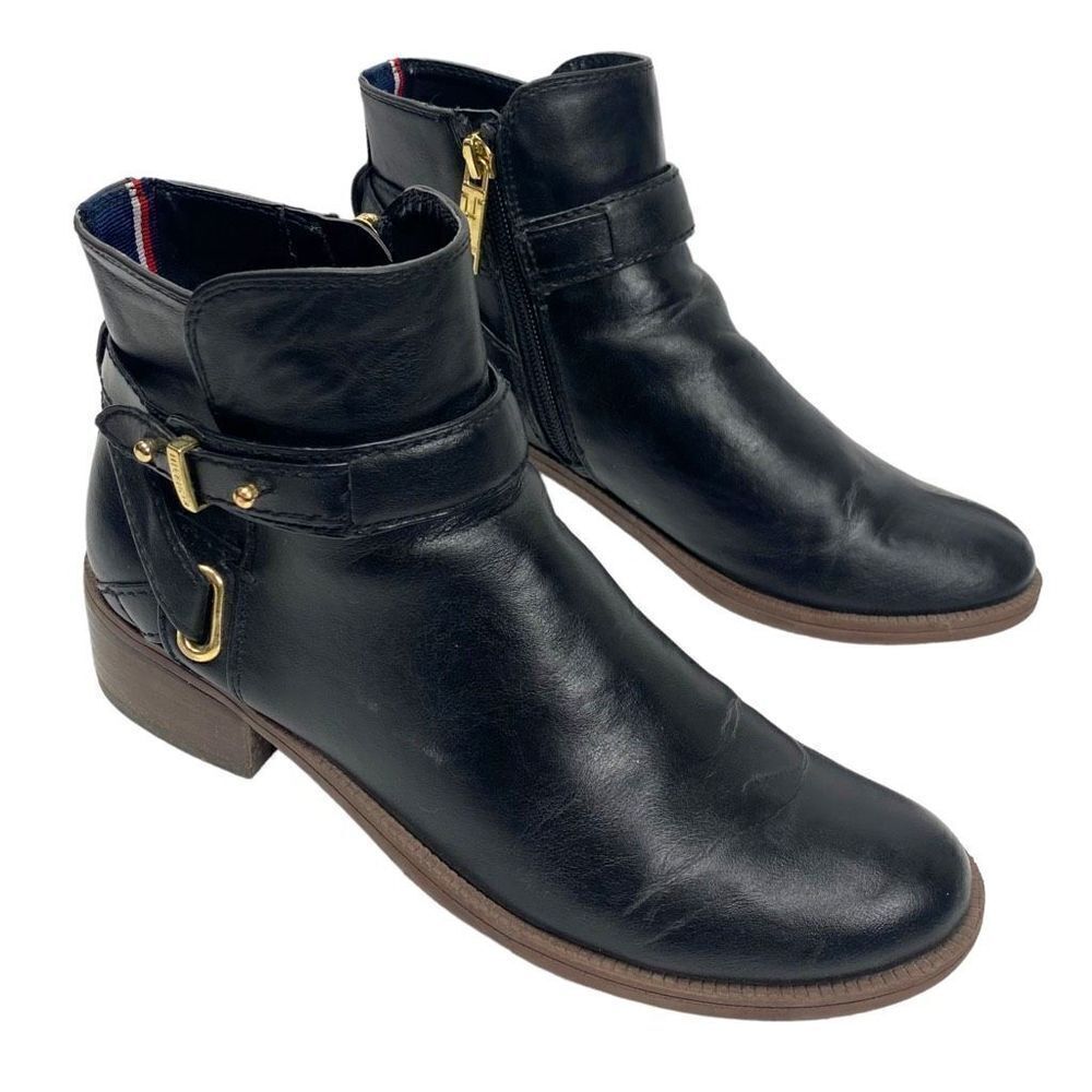 Tommy Hilfiger Leather Ankle Boot Black